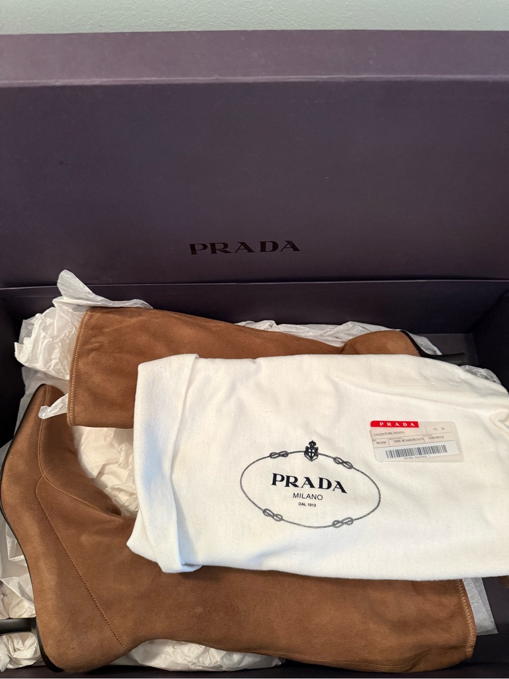 PRADA Light Brown Suede Boots